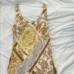 DREW Yellow and Brown Patchwork Maxi Dress